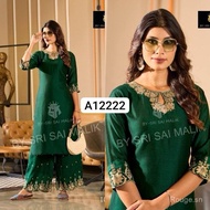 HSB HABIBI PAKAIAN WANITA VICHITRA SILK PREMIUM KURTIS KERJA SULAMAN DENGAN SELUAR PALAZZO (S HINGGA