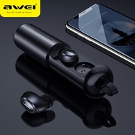 Awei T5 TWS Wireless bluetooth Earbuds In-ear Earphone Super High sound quality Dual Microphone Headset Stereo Sport Headphone with Long charging compartment for all bluetooth Wireless mobiles