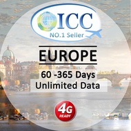 ◆ ICC◆【Europe Sim Card · 40/60/70/90/365 Days】Unlimited data/12GB/24GB Data❤ UK+Europe❤ Plug and Use