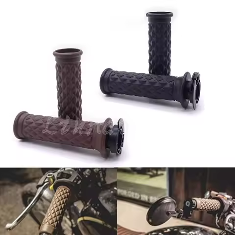 7/8'' Handlebar Hand Grip W/ Open Bar End For Honda Suzuki Kawasaki Triumph Royal Enfield Cafe Racer