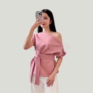 Shesimply Vienna top Korean Women's Casual Satin top Sabrina One Shoulder/Off Shoulder top/Women's blouse/Short Sleeve Women's top/Korean top/Korean blouse/Invitation Dress/Party top By D4 you