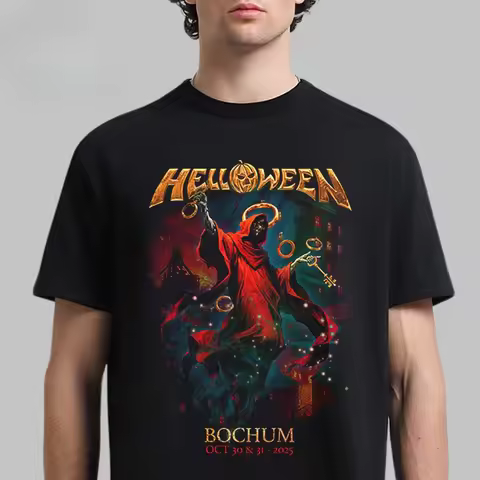 New Helloween Cotton Band Shirt Unisex Summer Short Sleeve Fashion Brand Tee Luxury Casual Vintage T