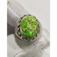 Cincin Natural Firus hijau silver sarung kuku