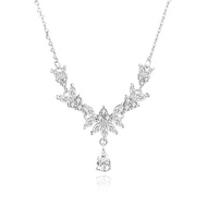 [แท้ 100%]เงินสเตอร์ลิง S999 สร้อยคอหูข้าวสาลีสุดหรูสำหรับผู้หญิง สร้อยคอห้อยระย้าทรงหยดน้ำ ดีไซน์เก