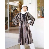 Melda Fabian Long Cardi Outer Rayon Motif