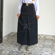 Rok Sekolah Span Belah 1 / Rempel 1 Kain Licin Elemen Rok span Hitam Seragam sekolah Amrycollection