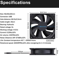 Gdstime Dual 9cm fan DC 5V USB 92mm PC Desktop Computer Case Cooling Axial Fan 92x92x25mm with 2 in 