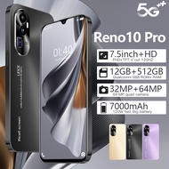 โทรศัพท์ มือถือ ใหม่ของแท้ Reno10 Pro Smartphone 7.5นิ้ว 4G/5G 16GB 512GB Android12.0 มือถือถูกๆแท้ มีการรับประกันจากผู้ขาย 256GB 128GB  โทรศัพท์สำห รับเล่นเกม โทรสับราคาถูก