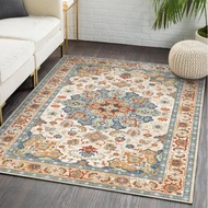 Living Room Floor Mat Boho Chic Shabby Chic Oriental Medallion Non-Shedding Home Carpet Bedroom Dini