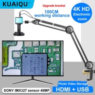 4K 48MP HDMI 1080P USB กล้องจุลทรรศน์วิดีโออุตสาหกรรม 1X-150X ซูม C เมาท์เลนส์ รีโมทคอนโทรลสําหรับกา