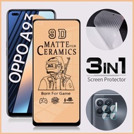 3In1 Full Cover Soft Ceramic Matte Tempered Glass for Oppo A5s A3s A7 A12 A5 A9 2020 A31 A92 A52 A33 A53 A54 A74 A15 A15 Reno 2 2f 3 4 5 5f 4G Carbon Fiber Screen Protector Film