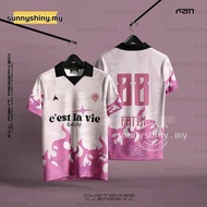 Cest La Vie Baju Pink Jersey Berkolar Perempuan Flame Custom Jersey Design Murah Jersi Custom Nama D