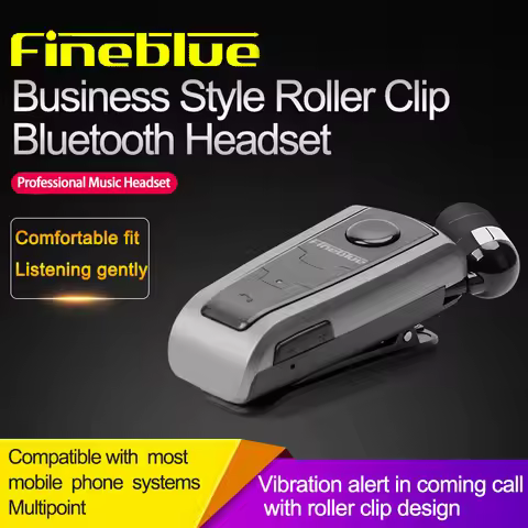 Original Fineblue F910 Wireless Bluetooth V5.0 Headset In-Ear Vibrating Alert Wear Clip Hands Free E