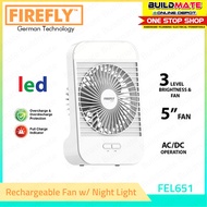 FIREFLY Rechargeable Fan with Night Light FEL651 - BUILDMATE -