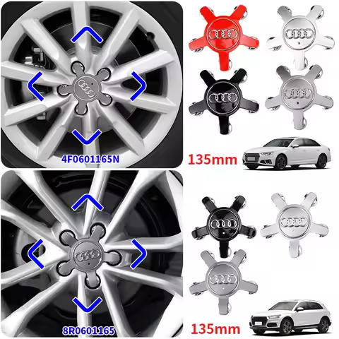 4pcs 135mm Car Wheel Center Cap Hub Covers Badge logo 8R0601165 4F0601165N For Audi A1 A3 A4 A5 A6 A