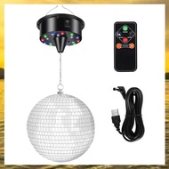 (HIMK) 7.8 Inch Hanging Disco Ball Light Up Led Disco Mirror Ball Rotating Rotating Disco Ball Decor