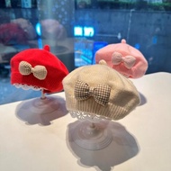 CuteKids - Korean Style Knitted Ribbon Beret Hat for Girls Korean Kids Hat Baby Beret/