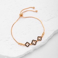 Hyl Jewelry 643B Gelang Titanium Wanita Bangle Bracelet Four Leaf Clover Terbaru Anti Karat Dan Ker