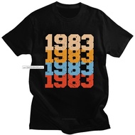 Trendy Vintage 1983 Tshirts Men Short Sleeved Pure Cotton 83 T Shirt O-Neck Print 37th Birthday Cami