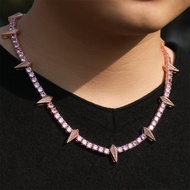 สร้อยคอหิมะ Zircon สีดำ Panther สำหรับผู้ชายและผู้หญิง สร้อยคอแบบไขว้ หินประดับเพชรเทียม เครื่องประด