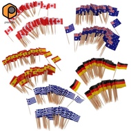 [prettyia] Country Flag Picks, Flag Toothpicks Cocktail Sticks Cupcake Toppers, 100 Count, 5 Countri