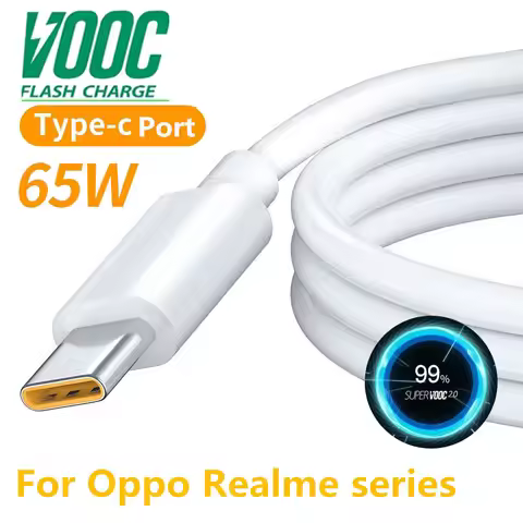 65W Type C Cable For Realme C35 6 7 8i 8 9 Pro GT 2 Neo 3T Phone VOOC Super fast Charger Cable For O