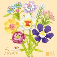 Children's Flower Building Blocks Toy Small Particles Insert Building Blocks Flower Simulation DIY A