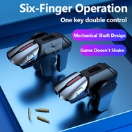 1 Pair 6 Finger Game Controller Gamepad Sensitive Gaming Aim Shooting Triggers Joystick Button for PUBG Mobile