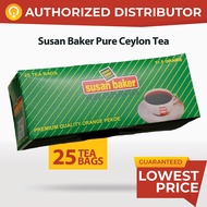 Susan Baker CEYLON TEA Bags 25 sachets – Black Tea Orange Pekoe Leaves for Teapot, Mug Brewing