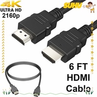 SUHU HDMI Black Cord, Digital 4K φ5.5mm 2.0 HDMI Cable, High-Speed PVC 2/1.8/2/3/5M No flicker 4K Ultra HD HDMI 2.0 Cable PC DVD Game consoles Televisions Projectors Display