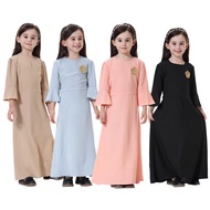 🇲🇾KL READY STOCK 3-12 yrs Muslim wear Kids Girl Kanak Perempuan  Long Sleeve Maxi Dress Kids Plain B