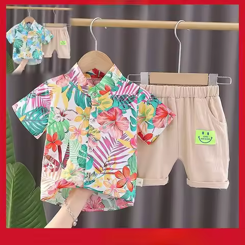 Safari Birthday Theme Party Needs Outfit Jungle Costume for Kids Boys 2 Sets Gentleman Suit Polo Shi