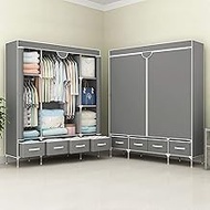 Wardrobe, Bedroom Fabric Wardrobe, Clothes Rail with Drawers, Foldable Coat Rack, 150 x 45 x 170 cm 