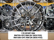新 NEW SPORT RIM 17 INCH RM1580 4PC RIM IN CIVIC X50 EXORA ARUZ K3 K5