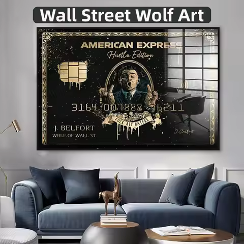 American Express Wall Street Wolf Classic Graffiti Movie Poster Canvas Print Financial Tycoon Pictur