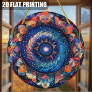 2D, 1PC round wood or acrylic sign, vibrant mandala art light, suitable for garden, countryside, far