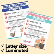 Senior Citizen and PWD Discount Requirement POSTER / Signage