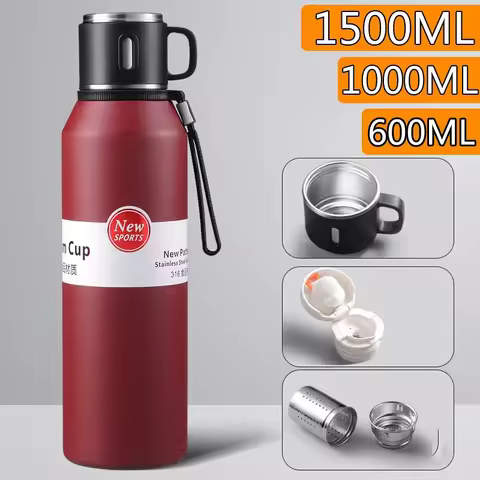 1500ml Coffee Thermos Bottle Keep Hot Cold Big Stainless Steel Thermal Vacuum Flasks Water Bottle Te