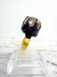 O.B.K 系列 金箔鳥巢玻璃球戒指 銀箔  水晶球 軟膠 黑色 黑暗系