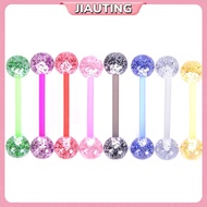 JIAUTING 8PCS/Set Colorful Glitters Acrylic Barbell Ball Tongue Rings Piercing Jewelry JIAUTING