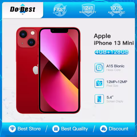 Apple iPhone 13 Mini 5G Smart Phone 5.4" Super Retina XDR OLED 128/256GB ROM 12MP+12MP A15 Bionic He