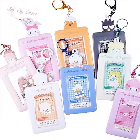 Sanrios Card Holder Anime Keroppi Piano Wish Usahana ID Name Tag Cute Bus Pass Access Card Cover Cas