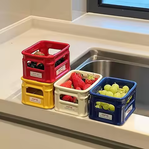 Mini Ceramic 12x9.5x7.1cm Fruit Basket Tea Bag Coffee Desktop Storage Box Finishing Box Exquisite St