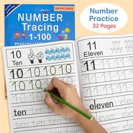 Tracing Numbers 1-100 : 32  Practice Pages Workbook for Preschool Pre K Kindergarten Ages 3-6 Presch