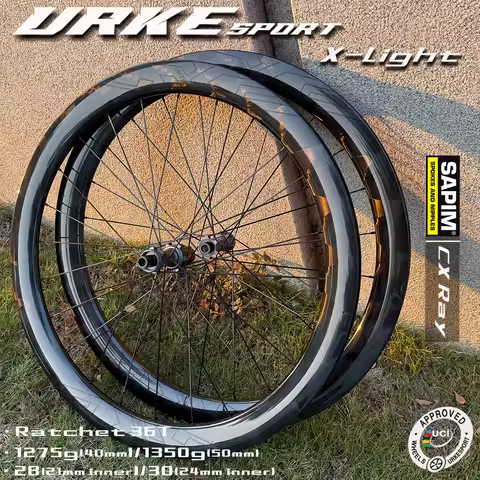 700c Carbon Wheels Disc Brake X-Light 1275g Sapim CX Ray 21/ 24mm Inner Urke210 Ratchet Tubeless Rea