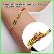ↀ ▵ Ⅼ ☋ Ziyang Lucky Charm Money Coin Dragon Wealth Draw String Charm Bracelet