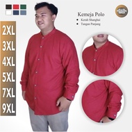KEMEJA Long Jumbo Shirt Long Sleeve Plain Shirt Pique Shanghai Polo Shirt BIG SIZE 2XL 3XL 4XL 5XL 7