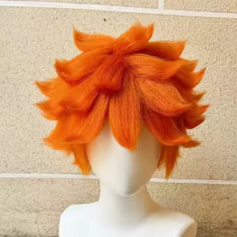Haikyuu!! Shoyo Hinata Cosplay Wig, Orange Spiky Fluffy Anime Full Wig for Volleyball Boy