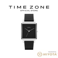 Time Zone | Komono Konrad Classic | Black Silver | Leather Strap | Men Watch