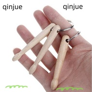 QINJUE Drum Sticks Key Ring, Gift Mini Drumsticks Keychain, Professional Wood Metal Drumstick Gromme